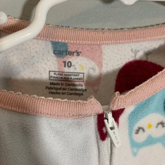 Carter's owl print fleece cozy footed pajamas jammies pjs sleeper - Picture 3 of 5